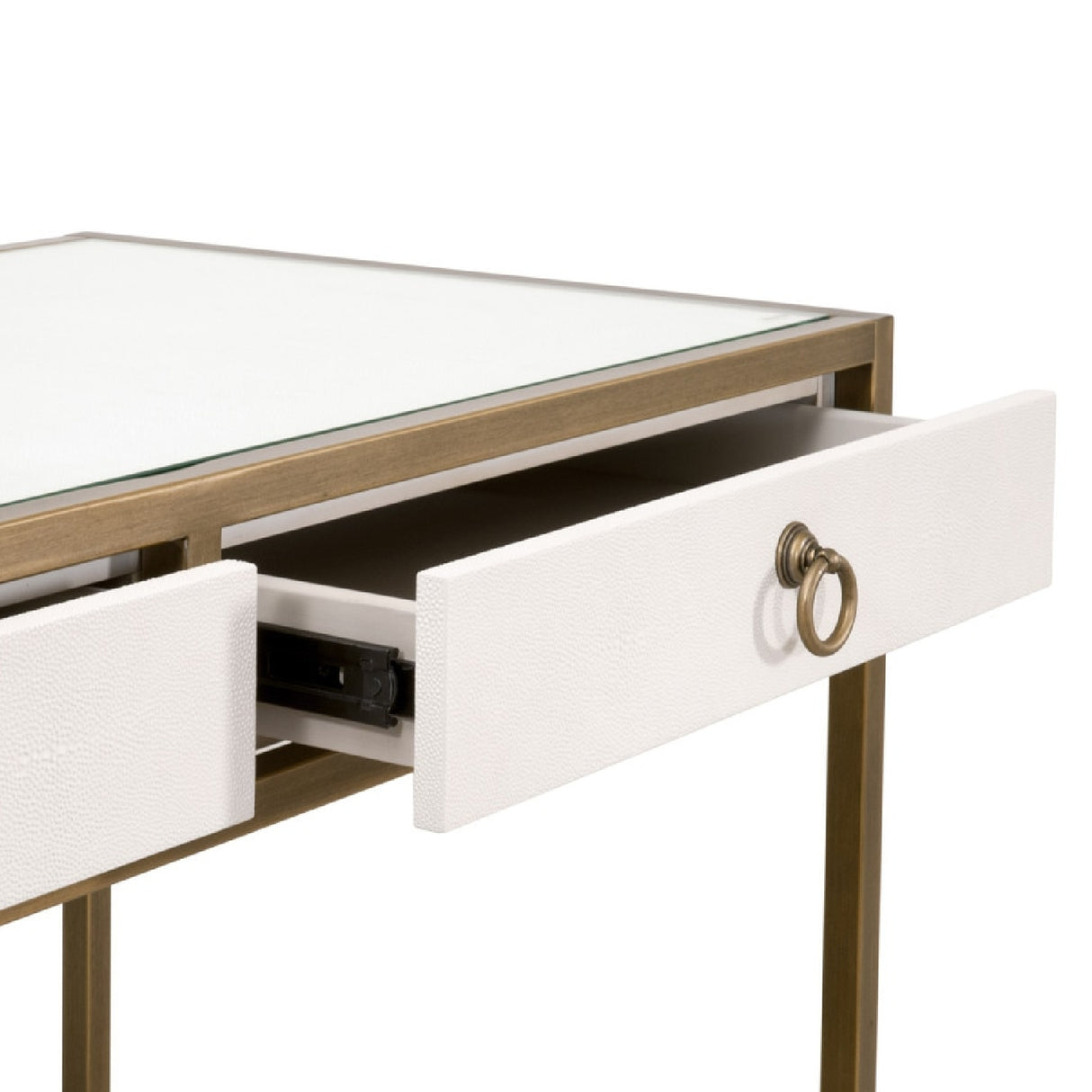   White Shagreen 2-Drawer Desk | Oroa.com