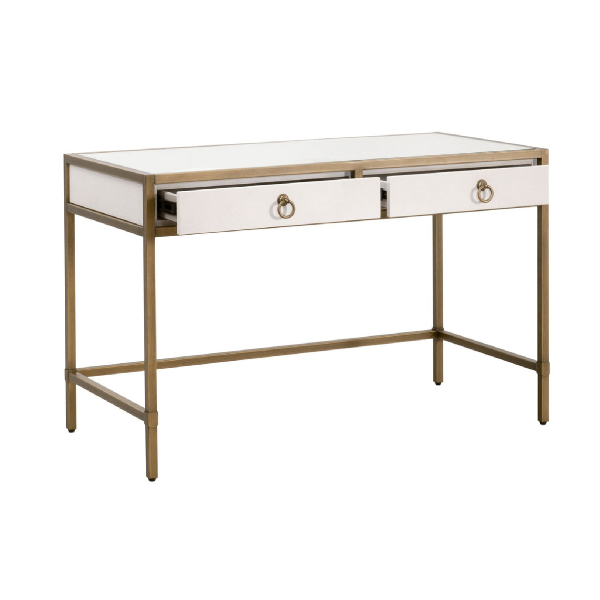   White Shagreen 2-Drawer Desk | Oroa.com