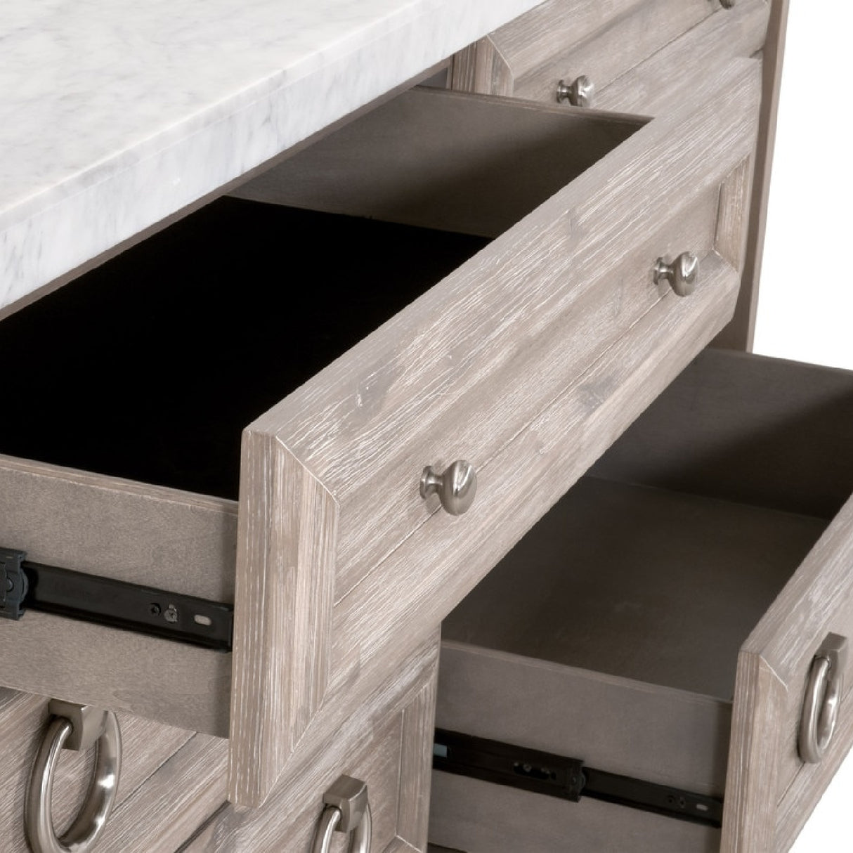   Marble Topped Acacia 6-Drawer Dresser | Oroa.com