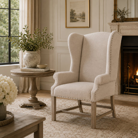   French Linen Wingback Accent Chair | Oroa.com