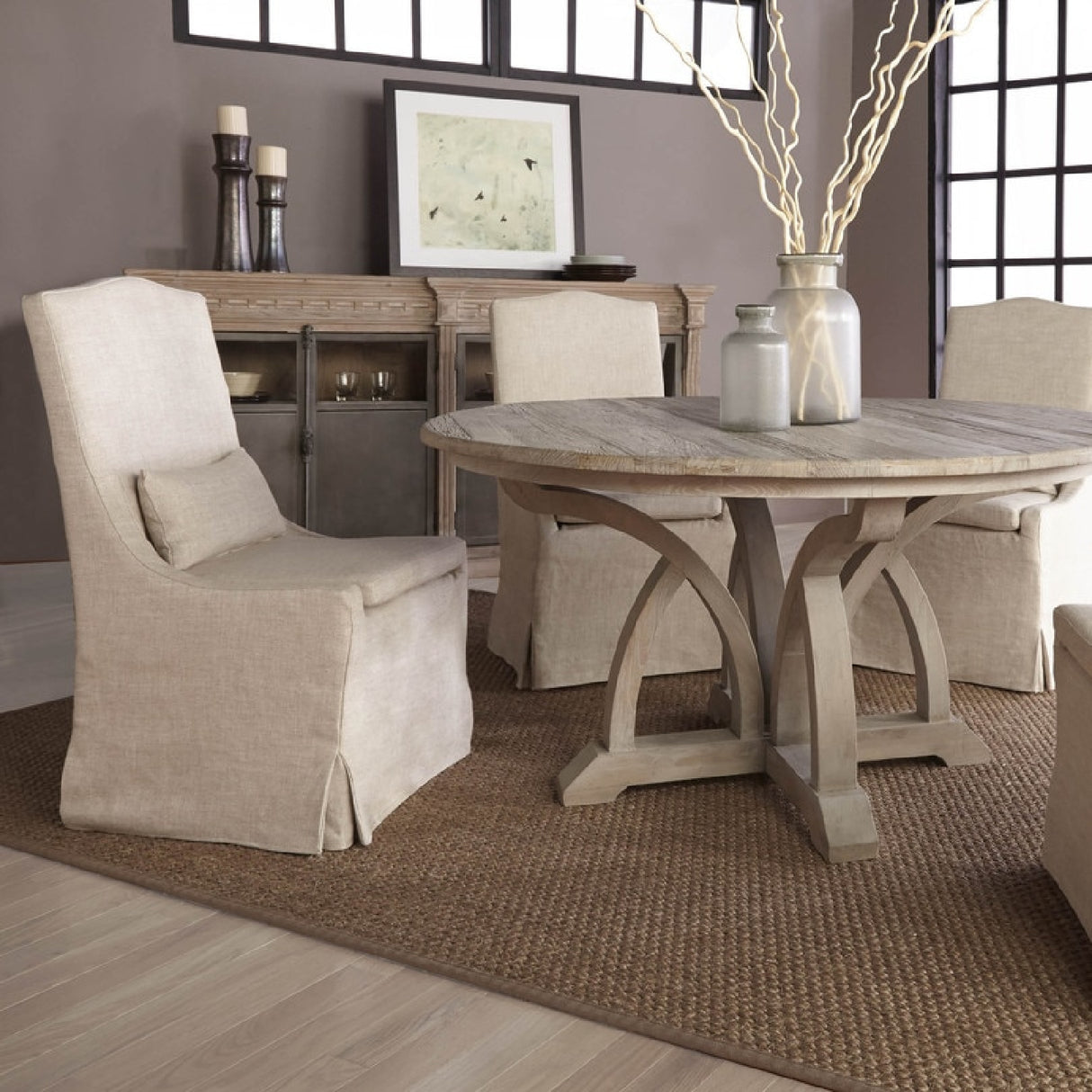   French Linen Skirted Dining Chairs (2) | Oroa.com