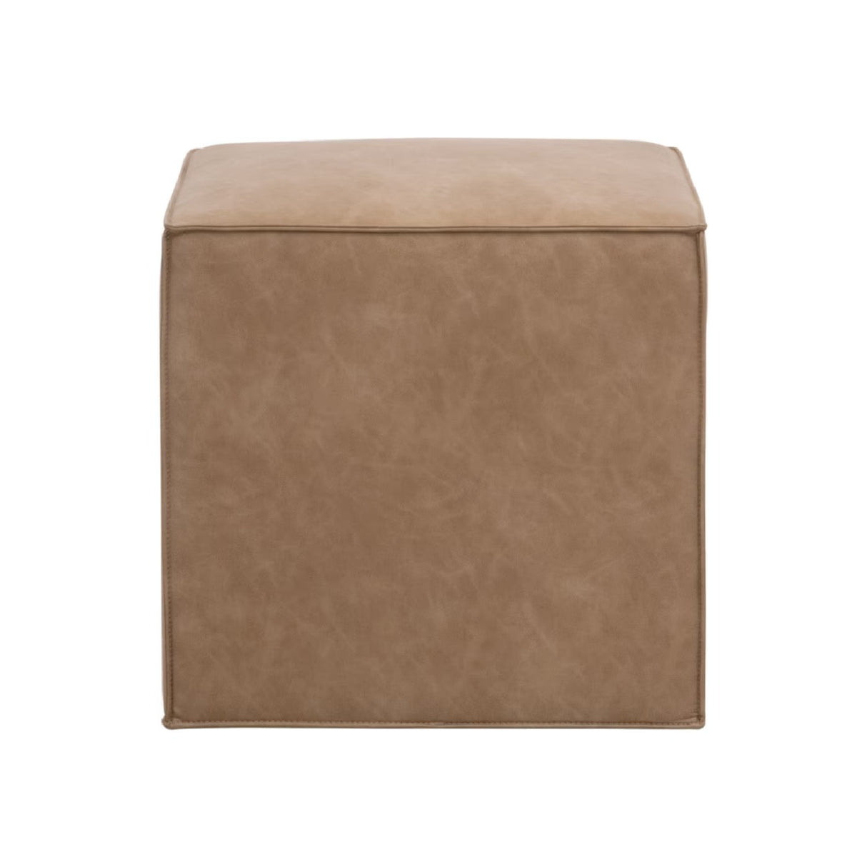   Brown Vegan Leather Cube Ottoman | Oroa.com