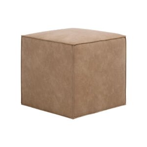   Brown Vegan Leather Cube Ottoman | Oroa.com