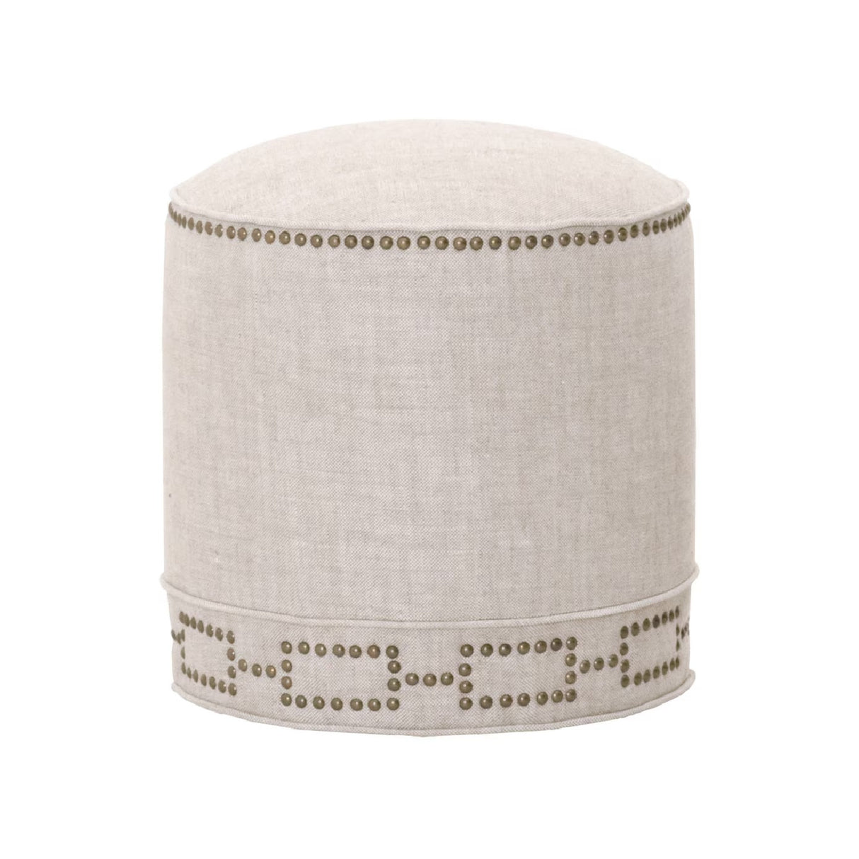   Cylindrical French Linen Ottoman | Oroa.com