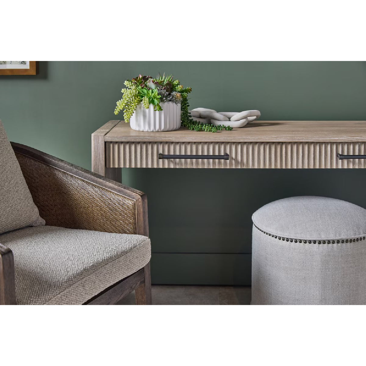   Cylindrical French Linen Ottoman | Oroa.com