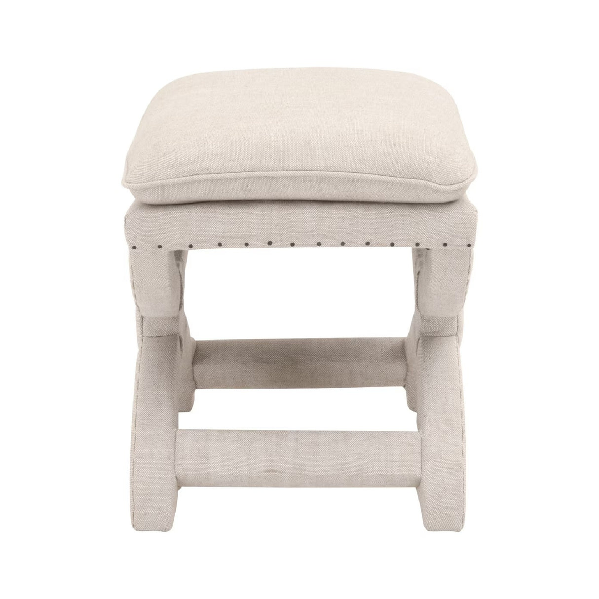   Beige French Linen Ottoman | Oroa.com