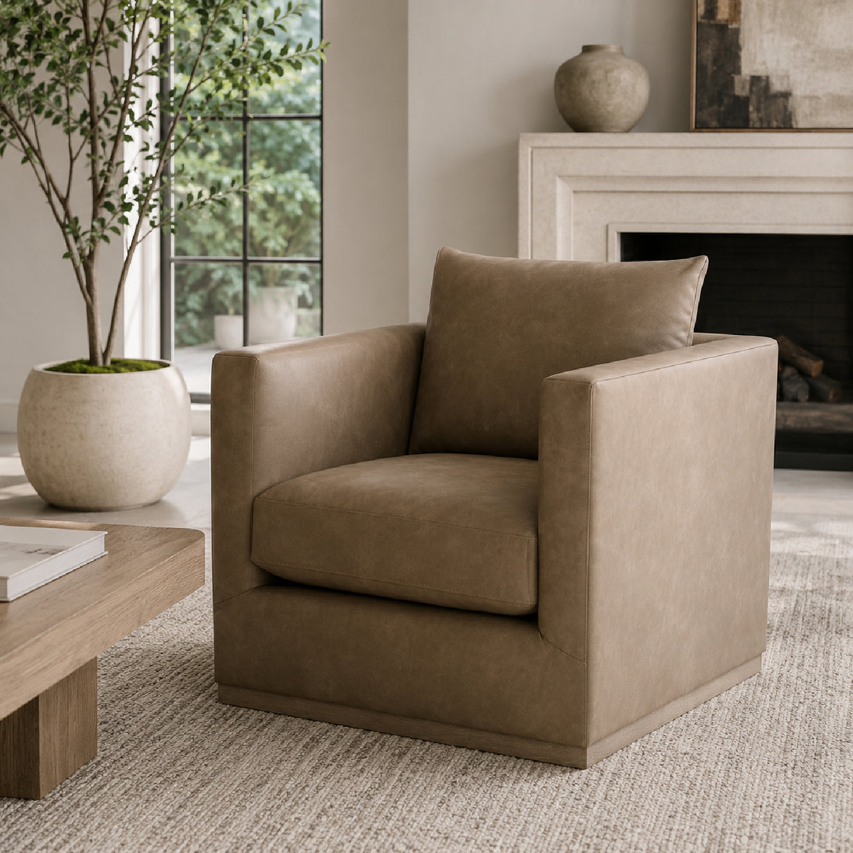   Oak Base Swivel Club Chair | Oroa.com