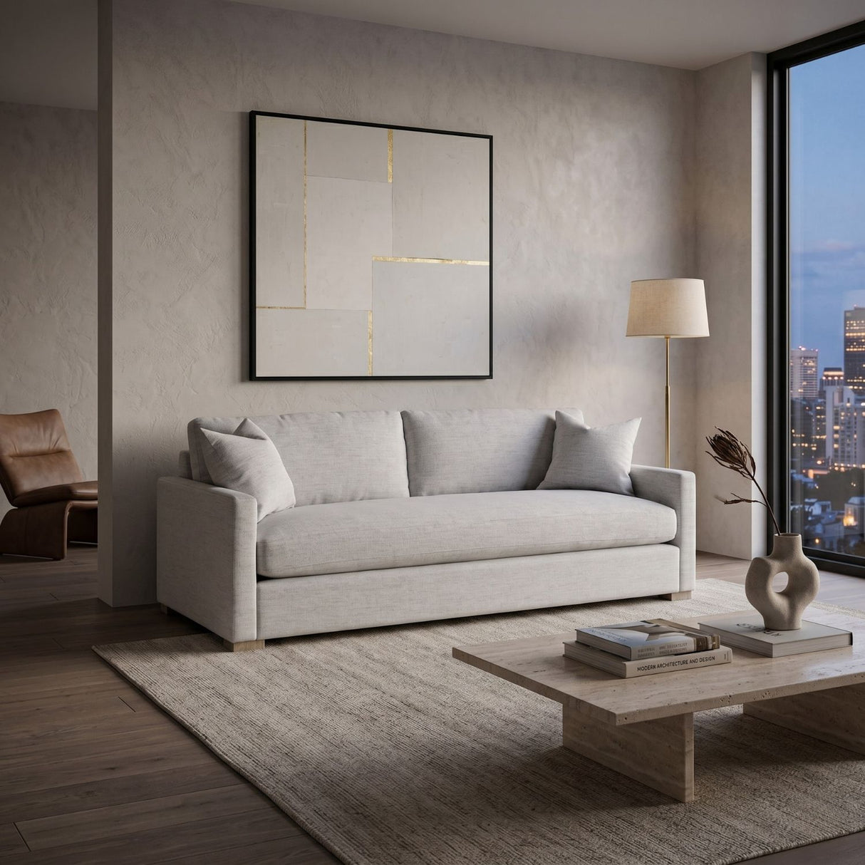  Gray Slim-Armed Sofa | Oroa.com