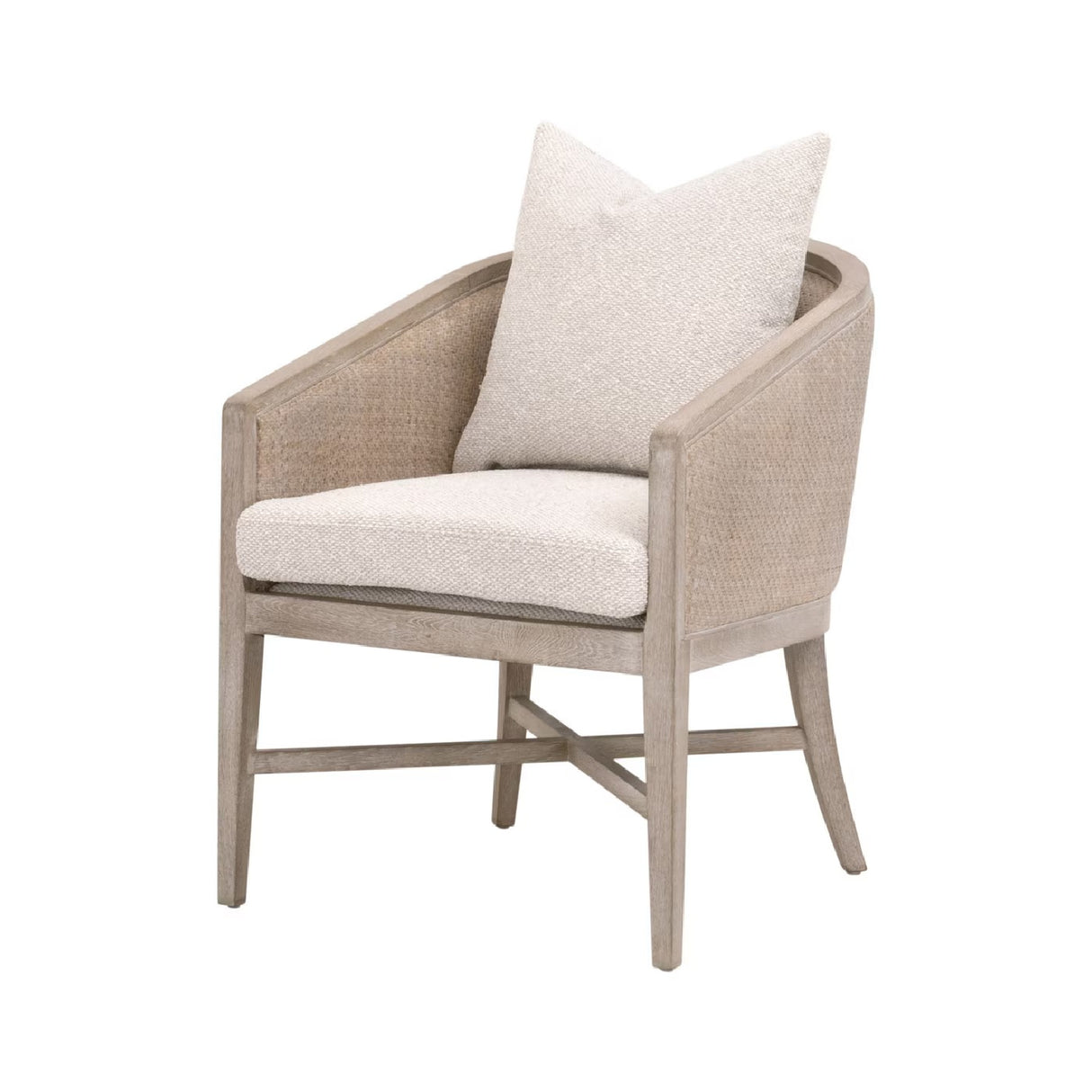   Curved Oak Linen Lounge Chair | Oroa.com