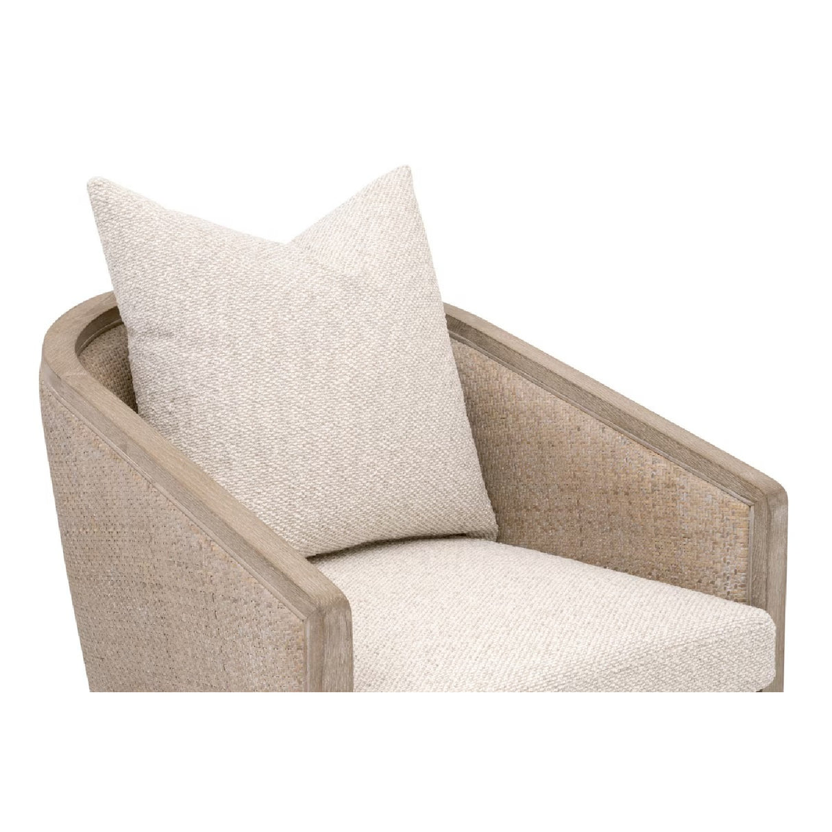   Curved Oak Linen Lounge Chair | Oroa.com