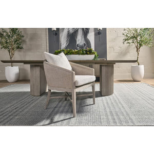   Curved Oak Linen Lounge Chair | Oroa.com