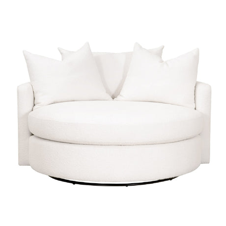   Modern European furniture - White Boucle Round Swivel Chair - www.oroa.com | Oroa.com
