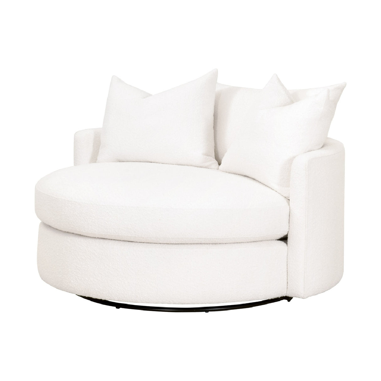   Modern European furniture - White Boucle Round Swivel Chair - www.oroa.com | Oroa.com