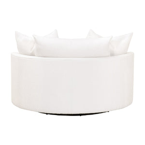   Modern European furniture - White Boucle Round Swivel Chair - www.oroa.com | Oroa.com
