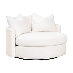   Modern European furniture - White Boucle Round Swivel Chair - www.oroa.com | Oroa.com