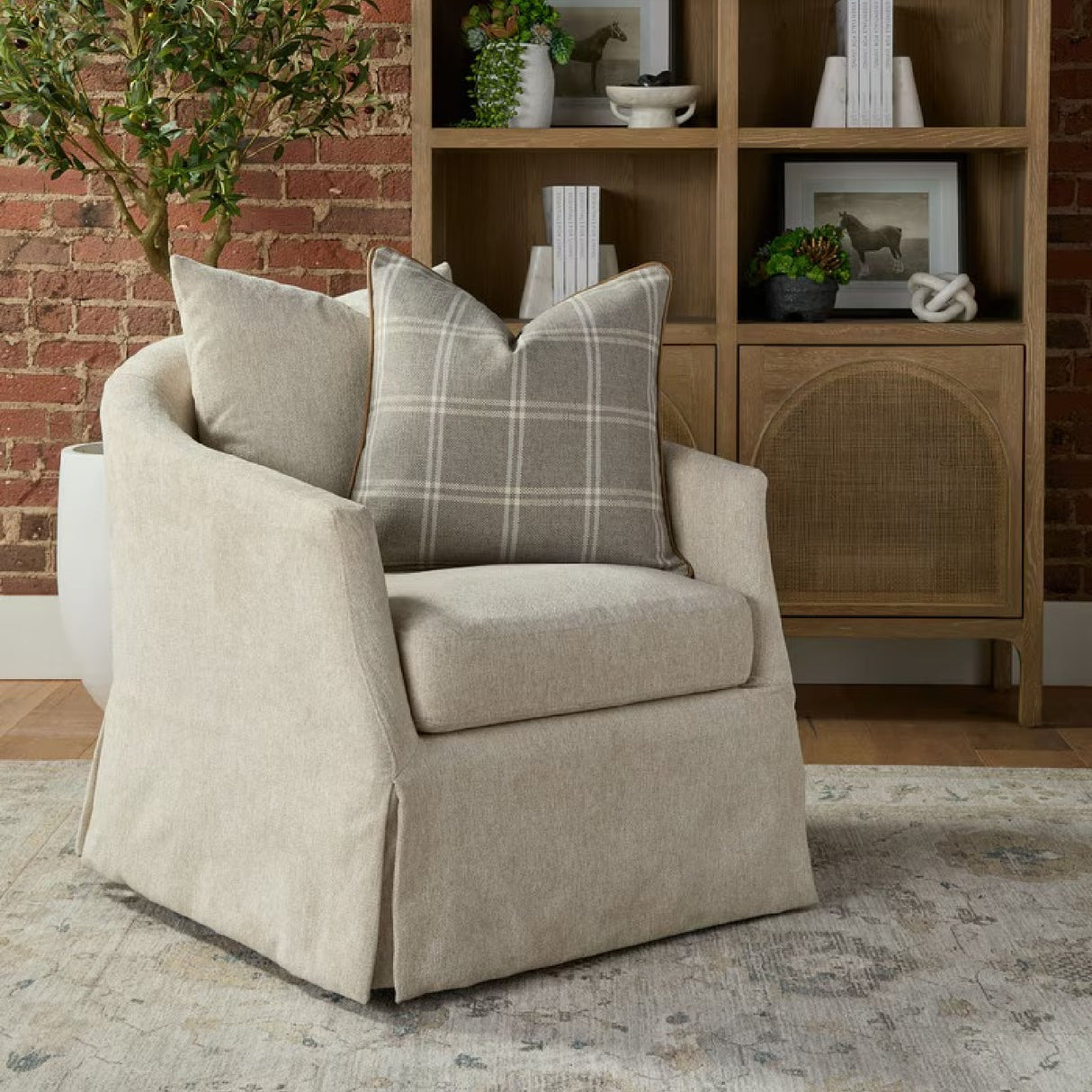   Skirted Swivel Club Chair | Oroa.com