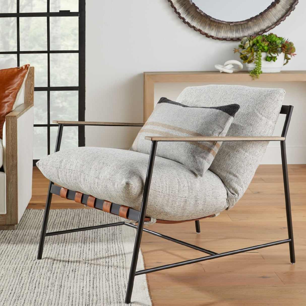   Modern European furniture - Brown Leather Strap Lounge Chair - www.oroa.com | Oroa.com