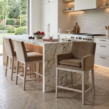   Brown Velvet Counter Stool | Oroa.com