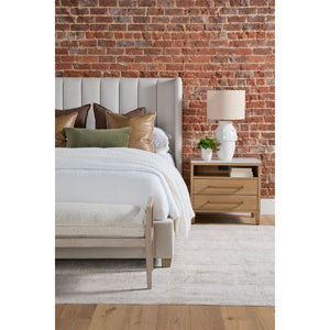   Cushioned Gray Oak Bench | Oroa.com