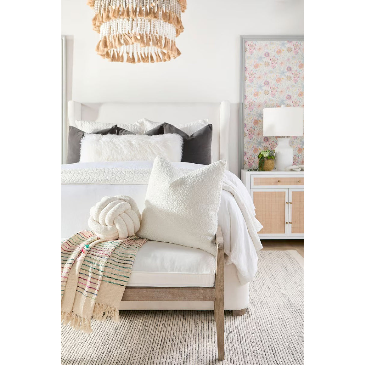   Cushioned Gray Oak Bench | Oroa.com