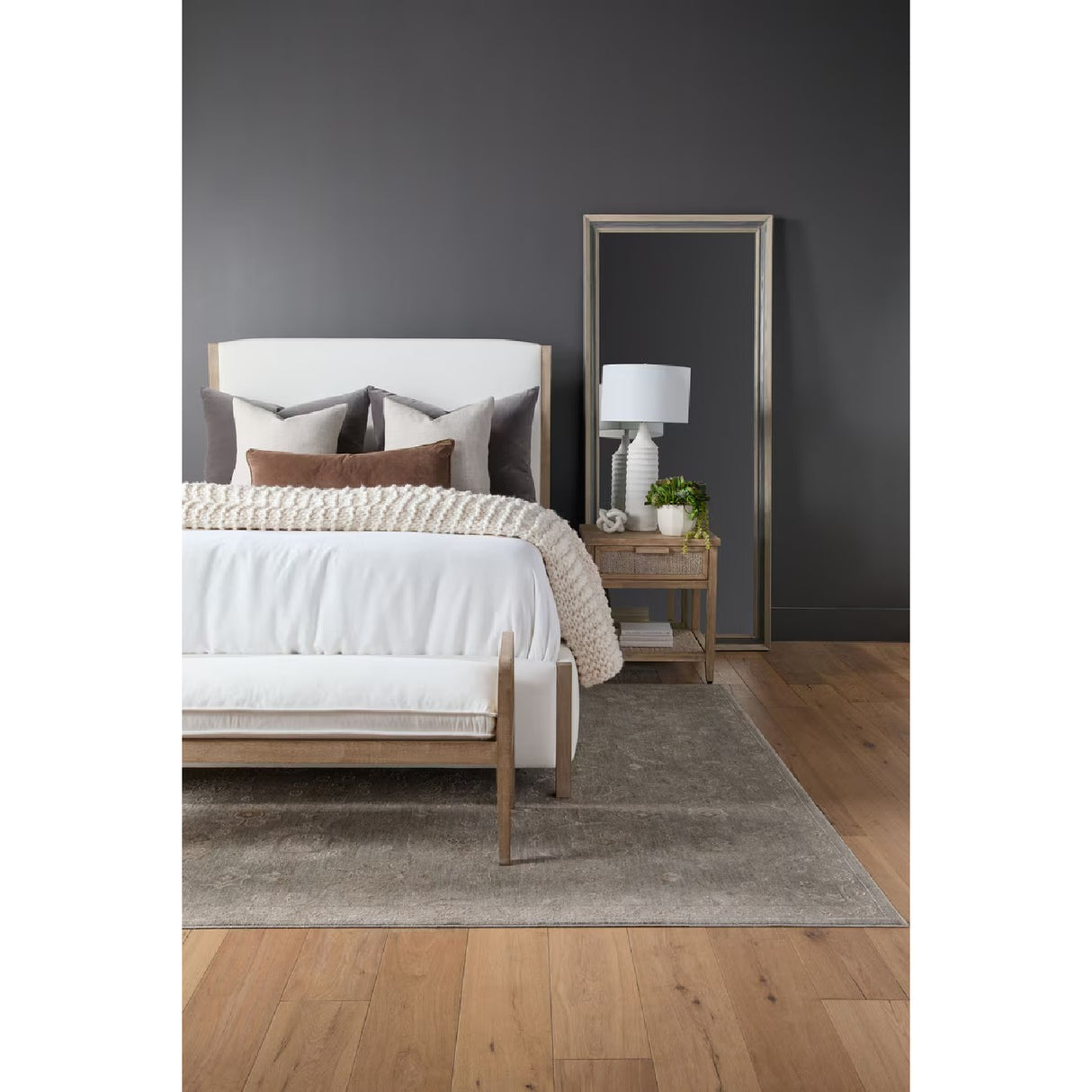   Cushioned Gray Oak Bench | Oroa.com