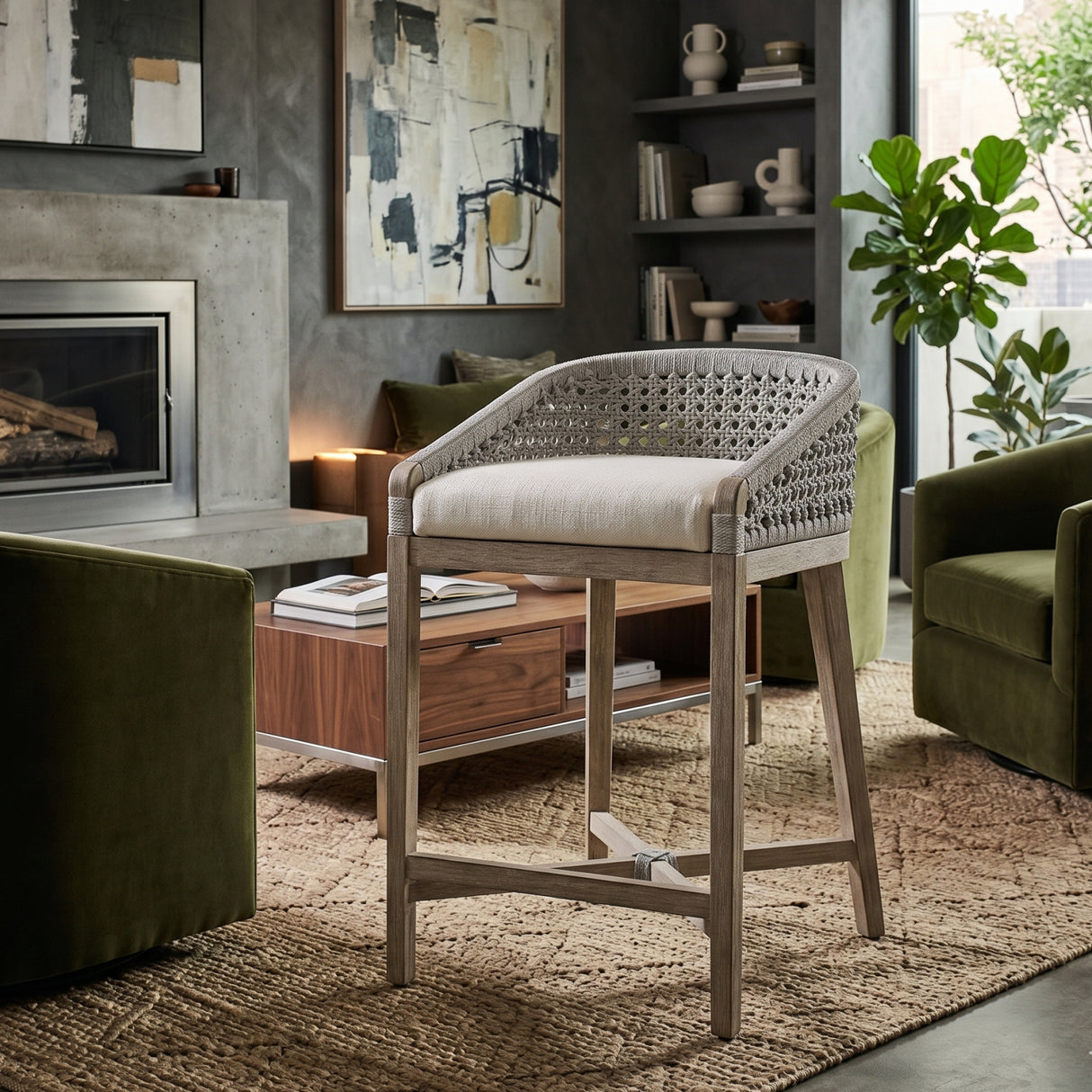   Modern European furniture - White Speckle Rope Counter Stool - www.oroa.com | Oroa.com