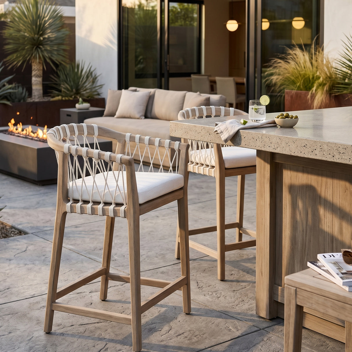   Modern European furniture - White Rope Outdoor Counter Stool - www.oroa.com | Oroa.com