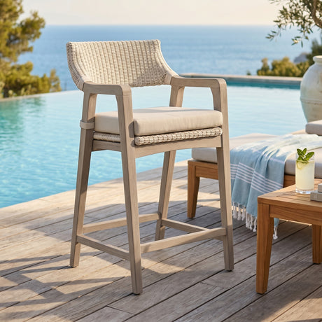   Modern European furniture - White Rattan Outdoor Counter Stool - www.oroa.com | Oroa.com