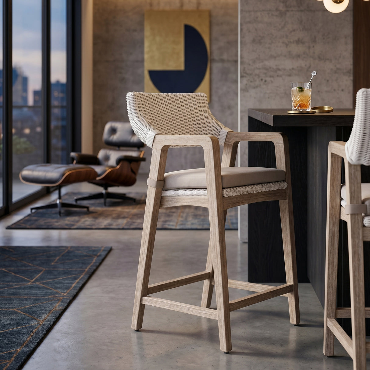   Modern European furniture - White Rattan Counter Stool - www.oroa.com | Oroa.com