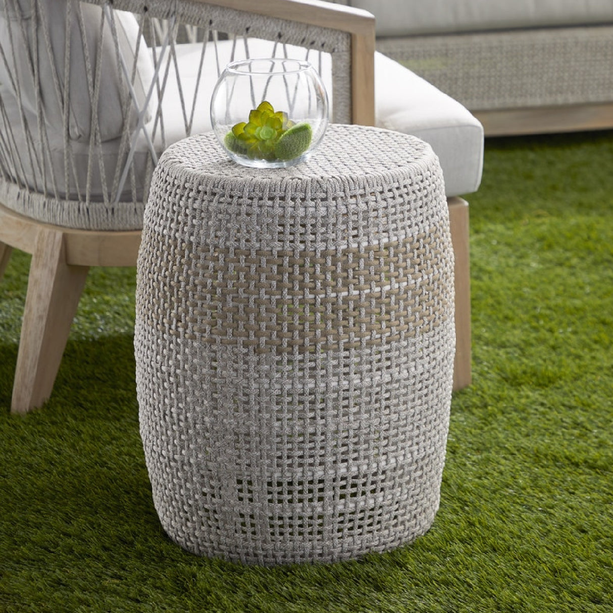   Modern European furniture - Taupe & White Rope Accent Table - www.oroa.com | Oroa.com