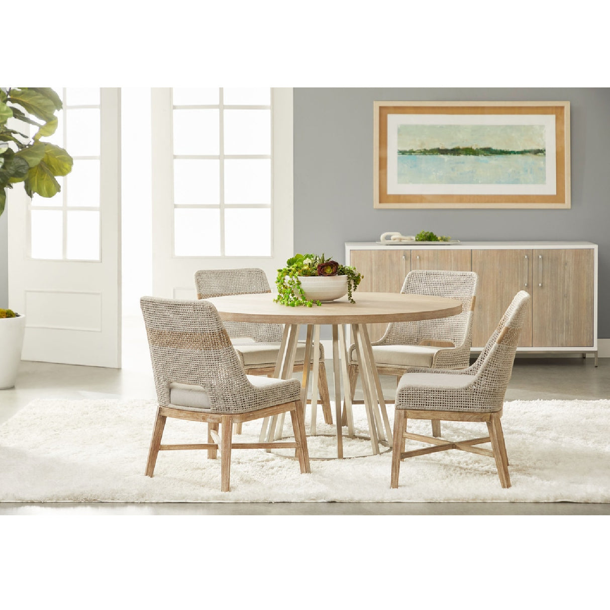   Modern European furniture - Taupe Stripe Rope Dining Chairs (2) - www.oroa.com | Oroa.com