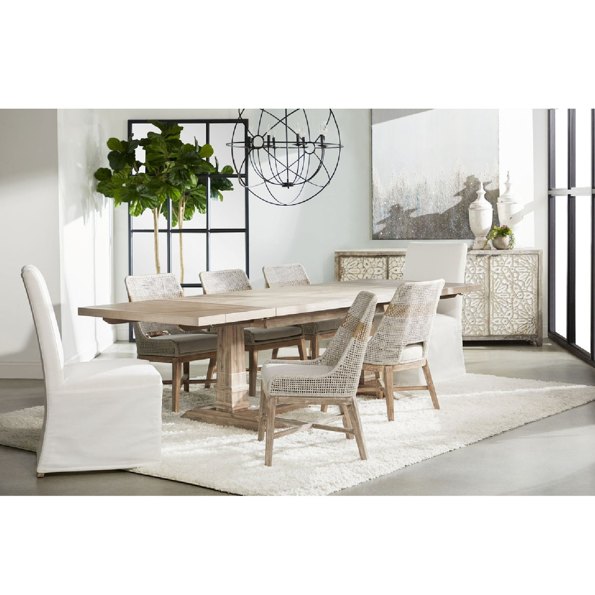   Modern European furniture - Taupe Stripe Rope Dining Chairs (2) - www.oroa.com | Oroa.com
