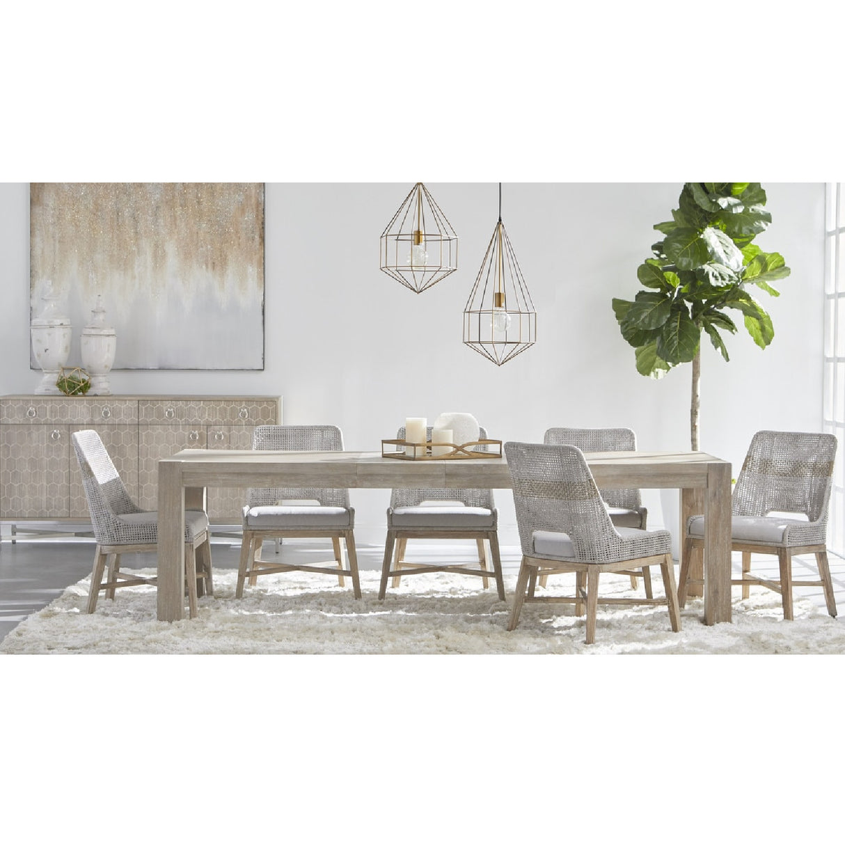   Modern European furniture - Taupe Stripe Rope Dining Chairs (2) - www.oroa.com | Oroa.com