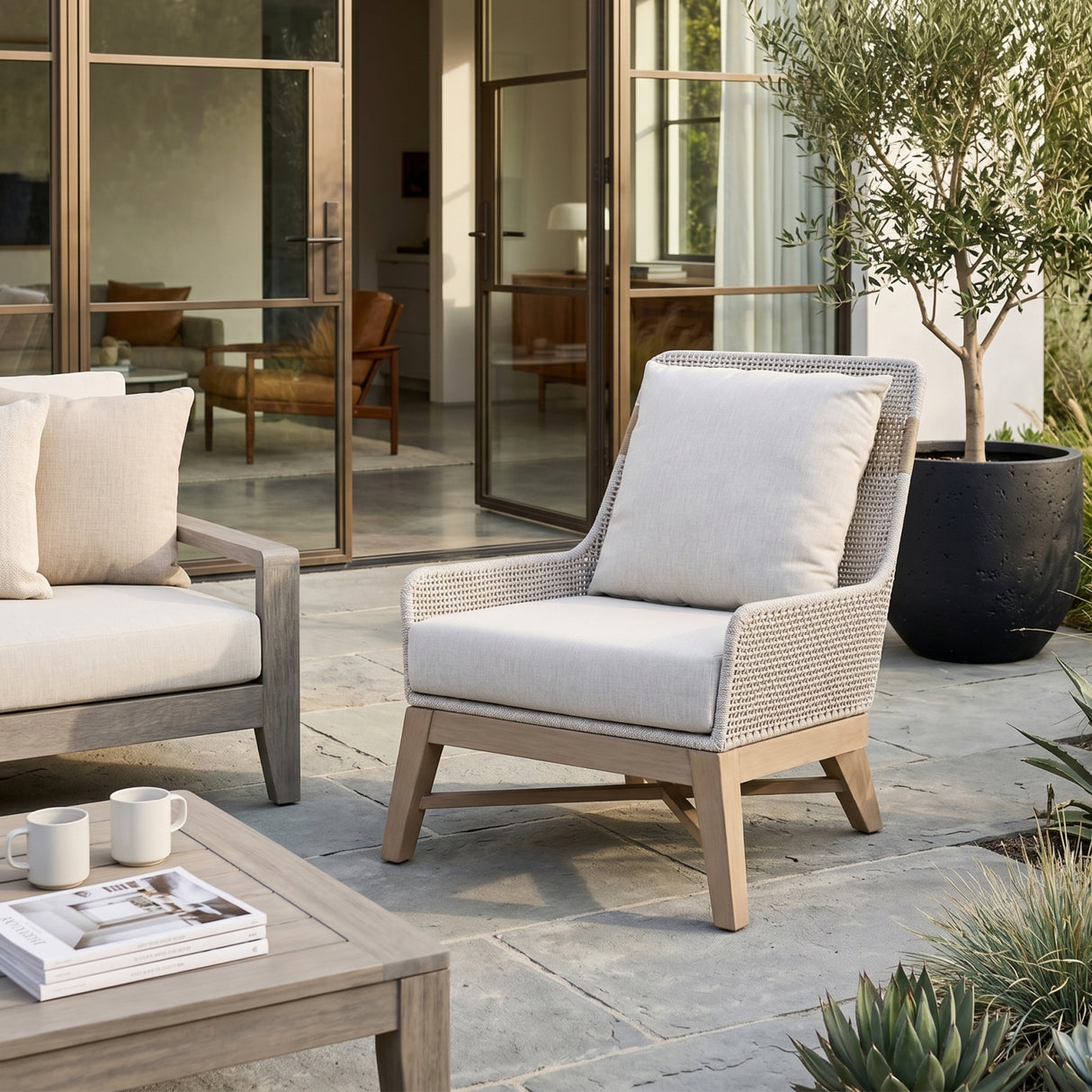   Modern European furniture - Taupe Rope Outdoor Club Chair - www.oroa.com | Oroa.com