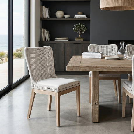   Modern European furniture - White Speckle Rope Dining Chairs (2) - www.oroa.com | Oroa.com
