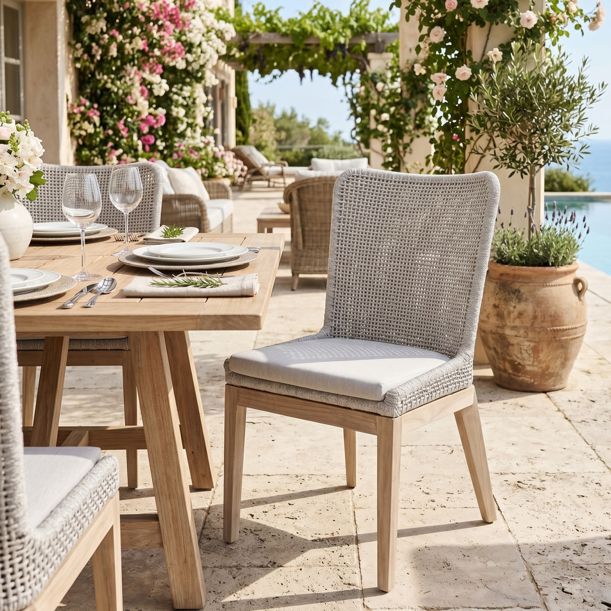   Modern European furniture - White Rope Outdoor Dining Chairs (2) - www.oroa.com | Oroa.com