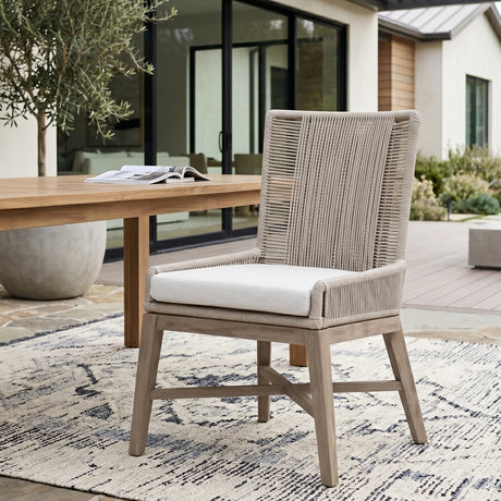   Modern European furniture - Beige Rope Outdoor Dining Chairs (2) - www.oroa.com | Oroa.com
