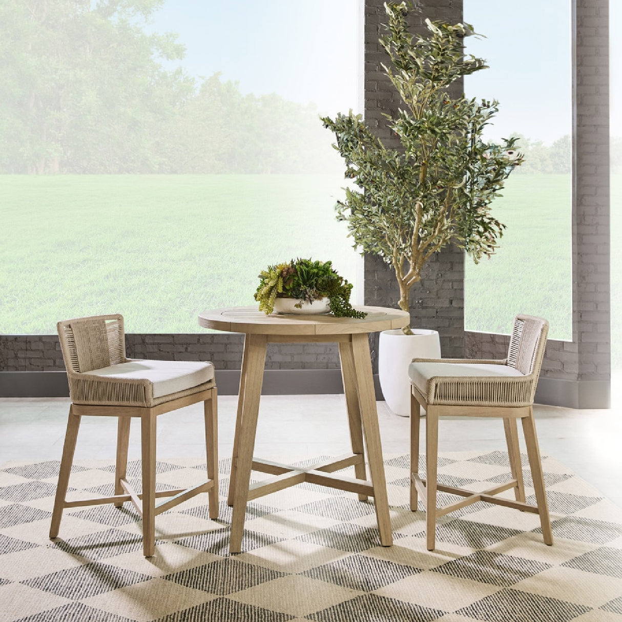   Modern European furniture - Beige Rope Outdoor Counter Stool - www.oroa.com | Oroa.com