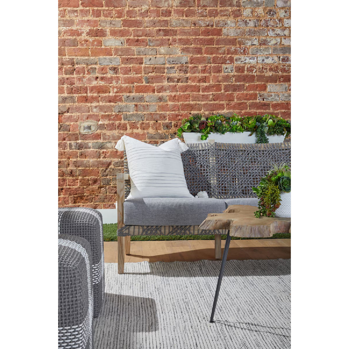  Modern European furniture - Woven Flat Rope Indoor/Outdoor Ottoman - www.oroa.com | Oroa.com