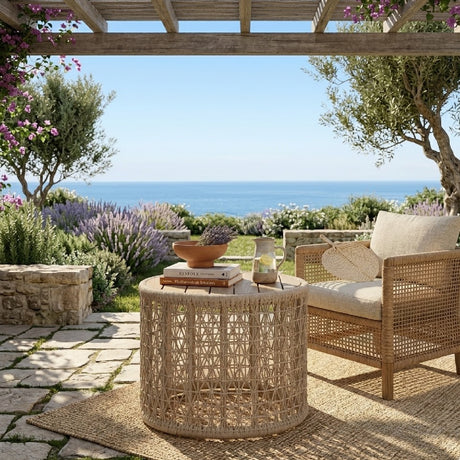   Beige Rope Outdoor End Table | Oroa.com