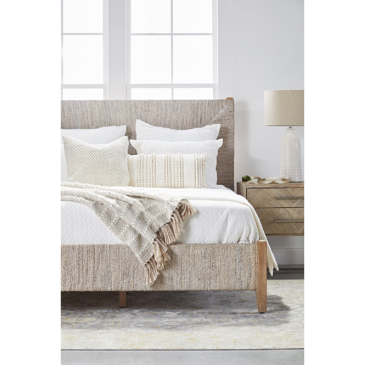   Whitewashed Abaca Rope Bed | Oroa.com