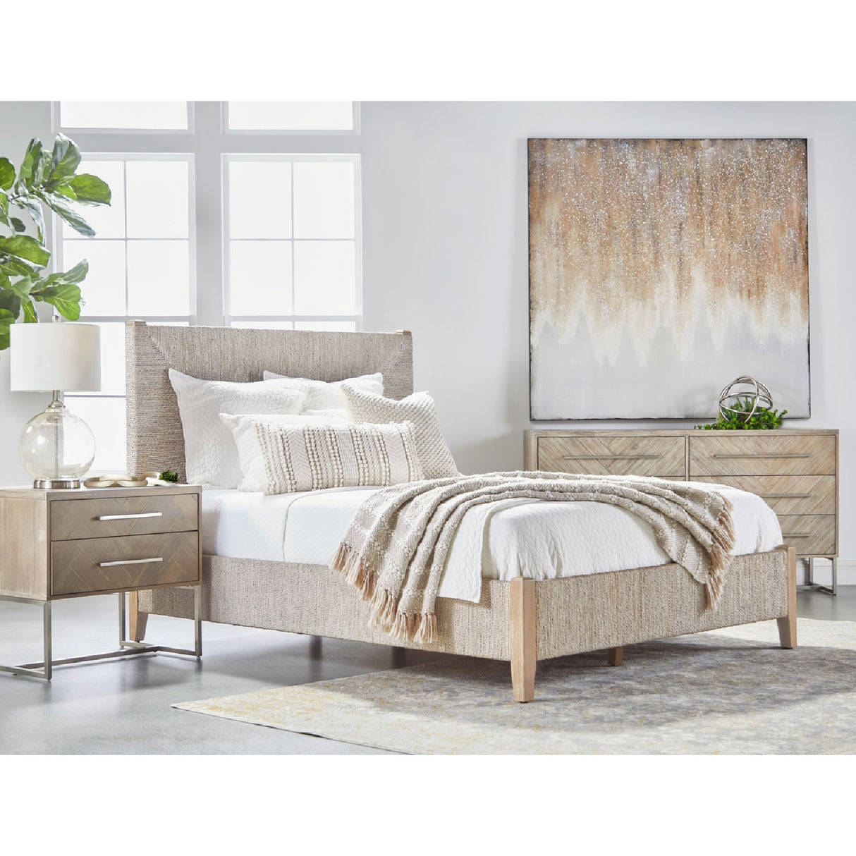   Whitewashed Abaca Rope Bed | Oroa.com
