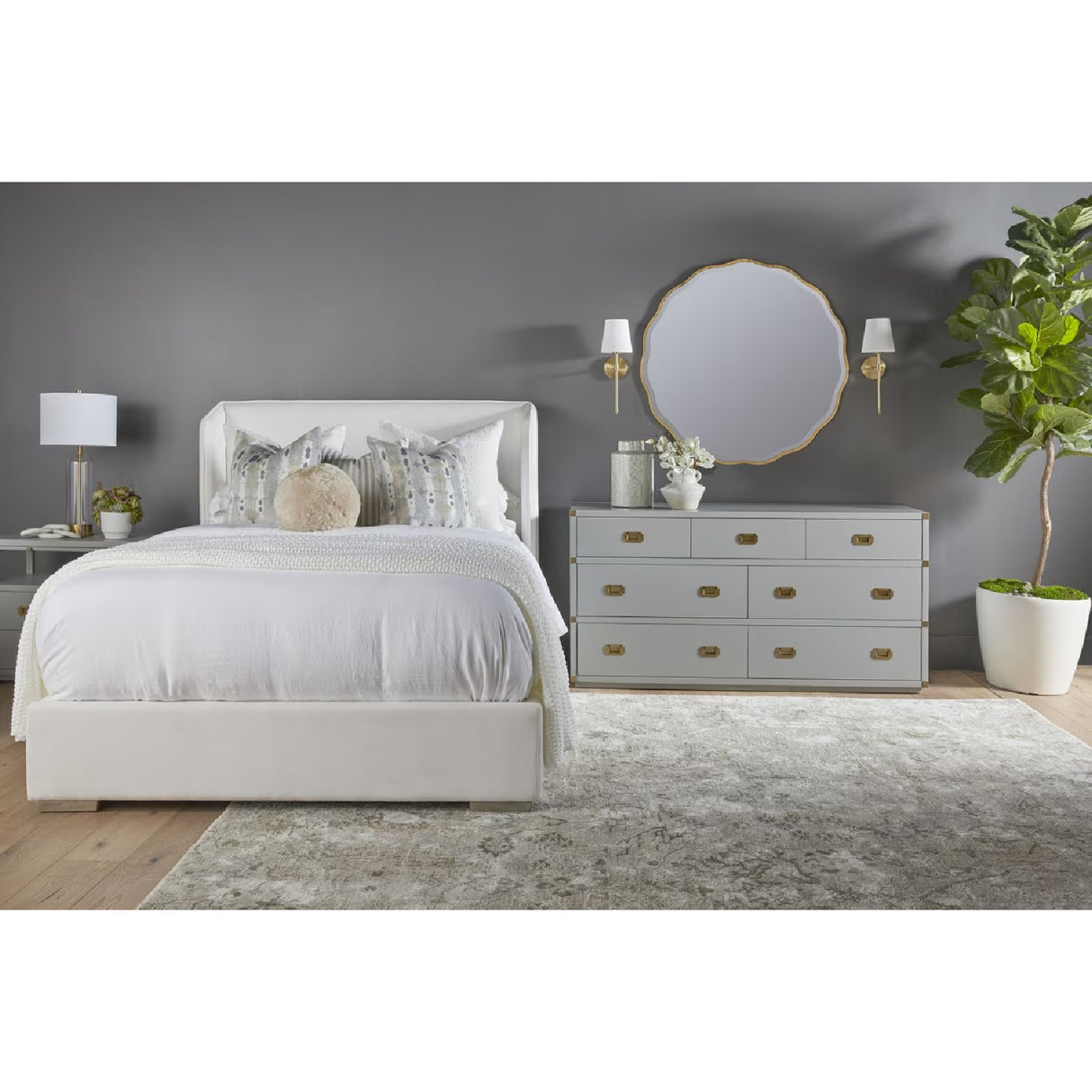   White Upholstered Queen Bed | Oroa.com
