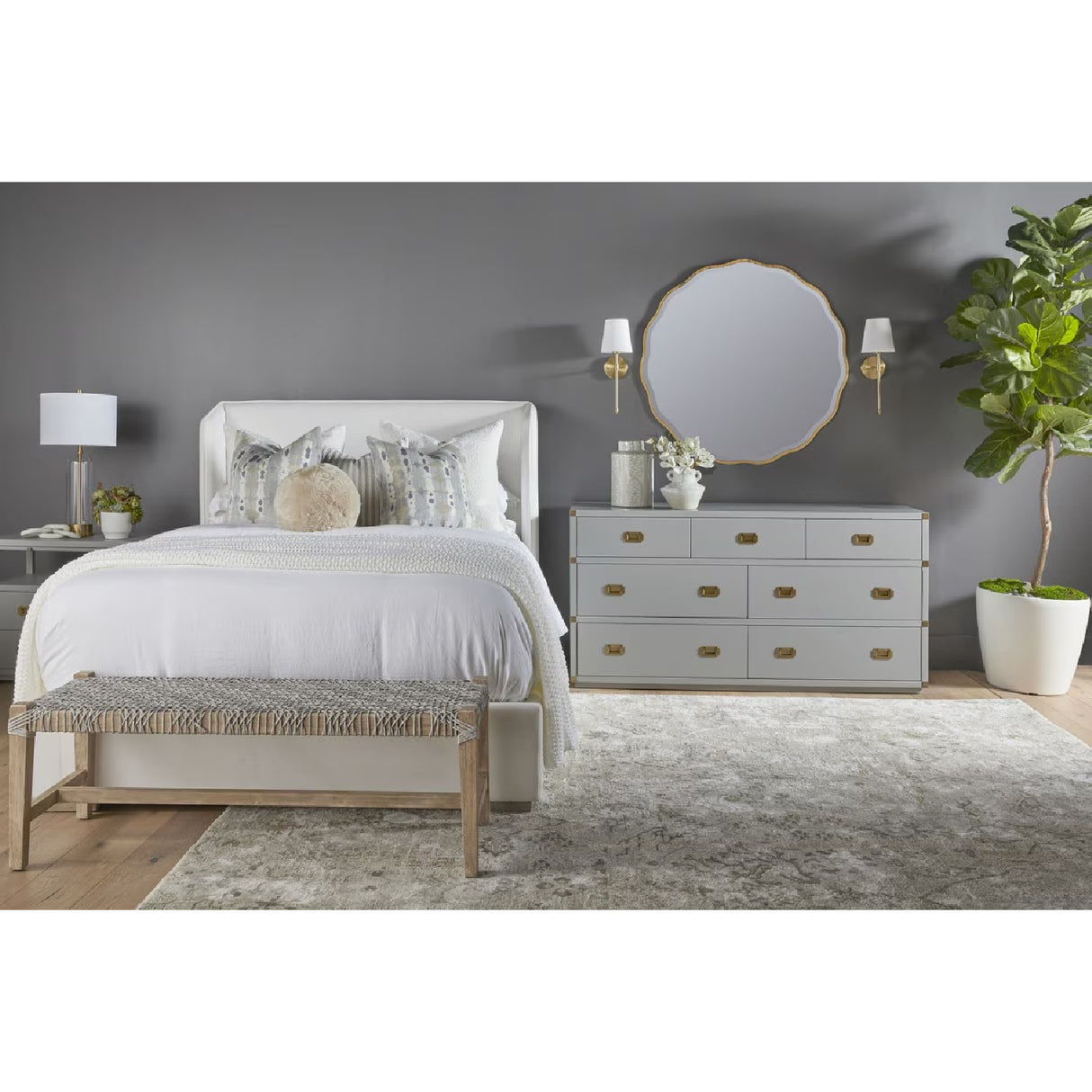   White Upholstered Queen Bed | Oroa.com