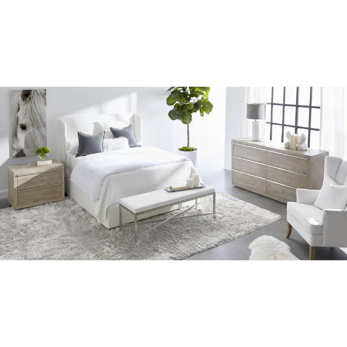   White Upholstered California King Bed | Oroa.com