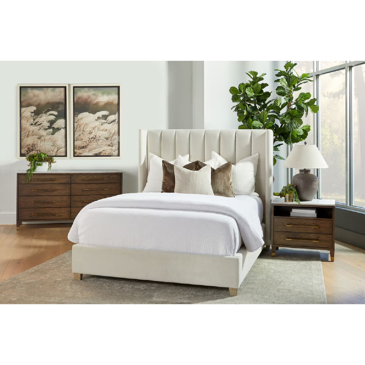   Cream Velvet California King Bed | Oroa.com