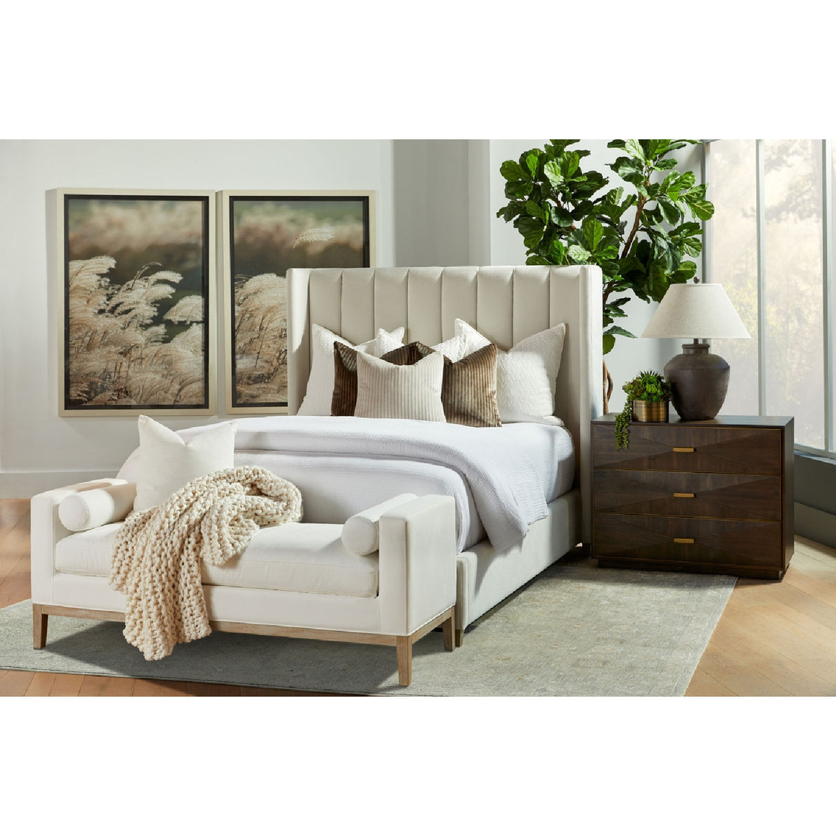   Channeled Velvet King Bed | Oroa.com