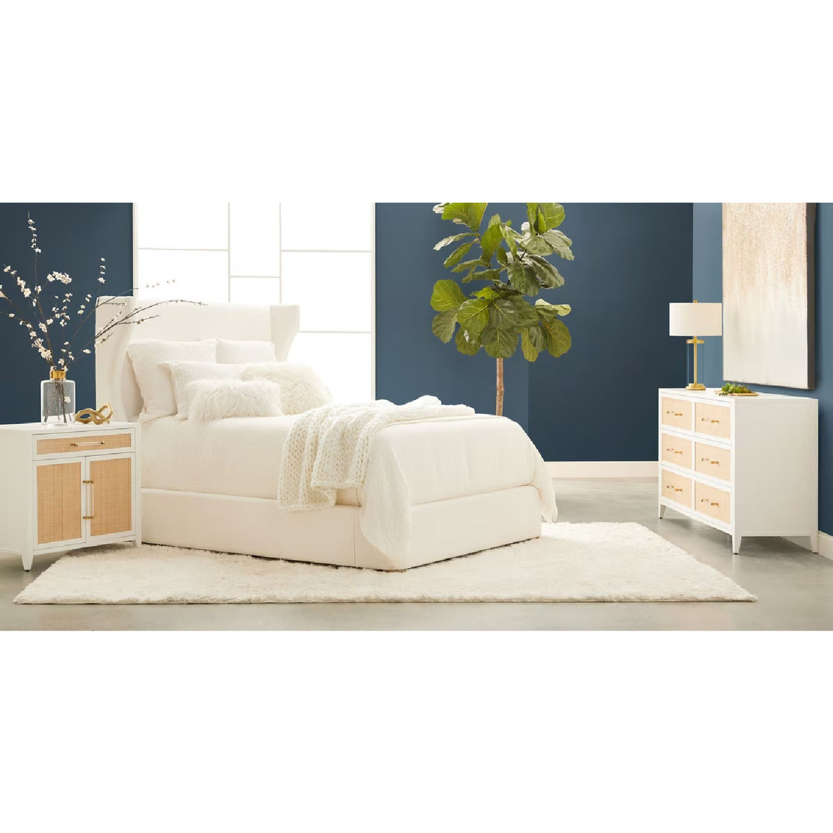   Wing-Shaped Headboard Queen Bed | Oroa.com