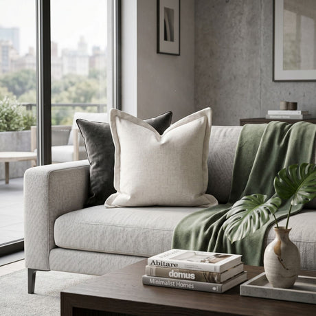   Cream Linen Flanged Pillows (2) | Oroa.com