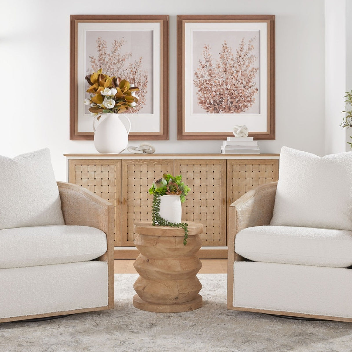   Pine Wood Cylindrical Accent Table | Oroa.com